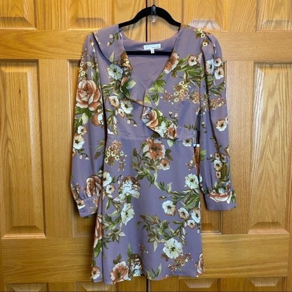 june & hudson Lavender Floral Mini Dress Size XS